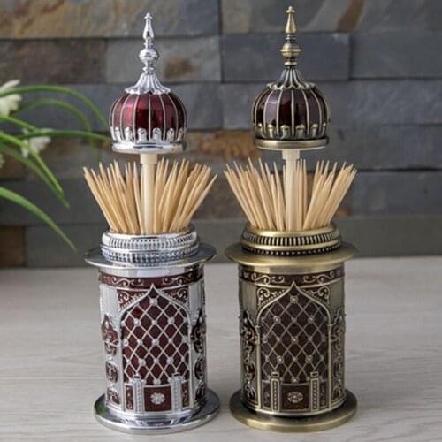 Automatic Toothpick Holder Dispenser European Pressure Type Toothpick Storage Box Container Fashion Creative Domed Castle Shape