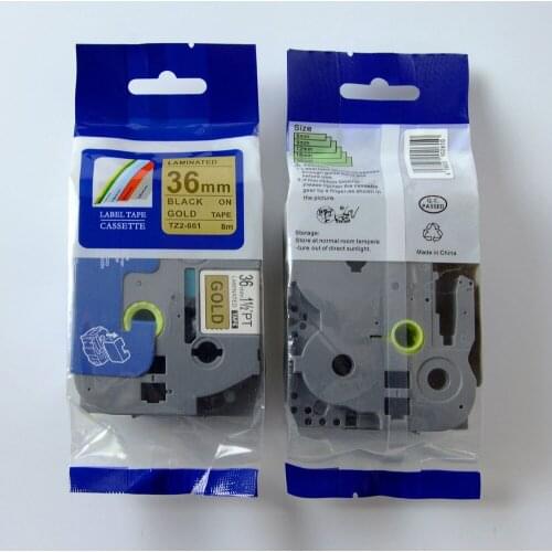 Free shipping 4 pcs Compatible brother 36mm TZE tape tz861 tze 861 black on gold p-touch label printer tape maker