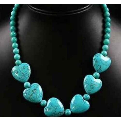 Free shipping Hot sale 18" Howlite Turquoise Heart Pendant Beads Necklace