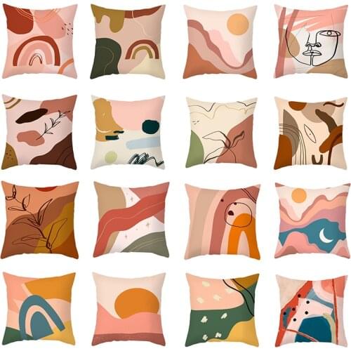 Cushion Cover Abstract Painting Pillowcases Sofa White Throw Pillows Covers Decorative for Bedroom Modern Home Decor 45*45cm/pc