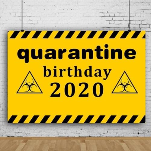 Black Yellow Theme Quarantine Party Backdrops For Photo Studio Kids Adult Birthday Party Photography Backgrounds Custom