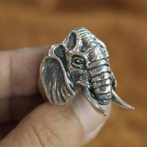 High Details Elephant Ring 925 Sterling Silver Mens Biker Punk Ring TA120 US Size 7~15