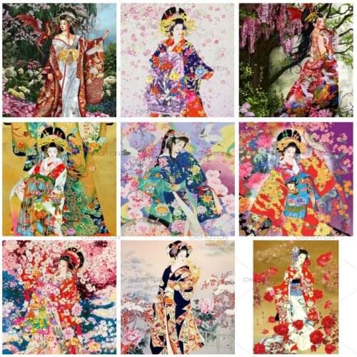 Diy Diamond Embroidery Anime Kimono Woman 5D Diamond Painting Japanese Lady Mosaic Art Wall Rhinestones Cross Stitch Picture