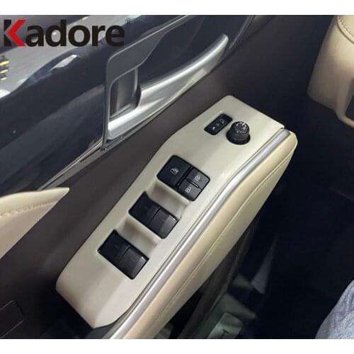 For Toyota Highlander Hybrid 2021 2022 Carbon Fiber Window Lift Switch Button Cover Trim Door Armrest Panel Interior Accessories