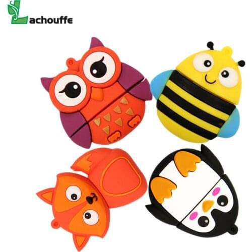 Cute penguin owl fox pen drive cartoon usb flash drive pendrive 4GB/8GB/16GB/32GB/64GB U disk animal memory stick gift