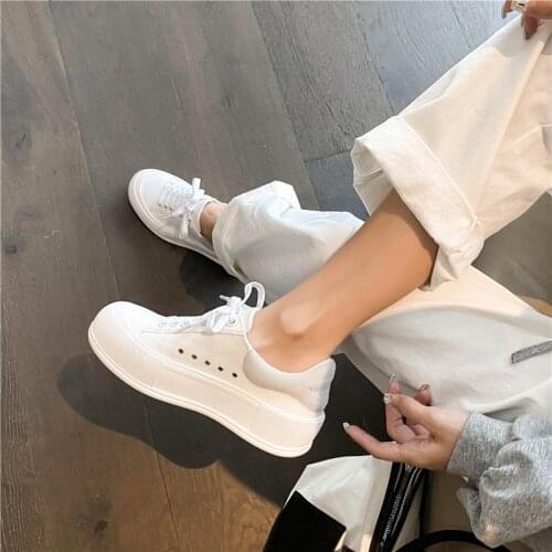 Canvas Shoes Womens 2021 Spring New White Shoes Womens Platform Shoes Height Increasing Shoes for Women Sneaks Women