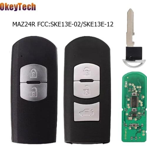 OkeyTech Remote Car Key For MAZDA CX-3 Axela CX-5 Atenza Model SKE13E-01 SKE13E-12 2 3 Buttons ID49 Chip Smart Card Uncut Blade
