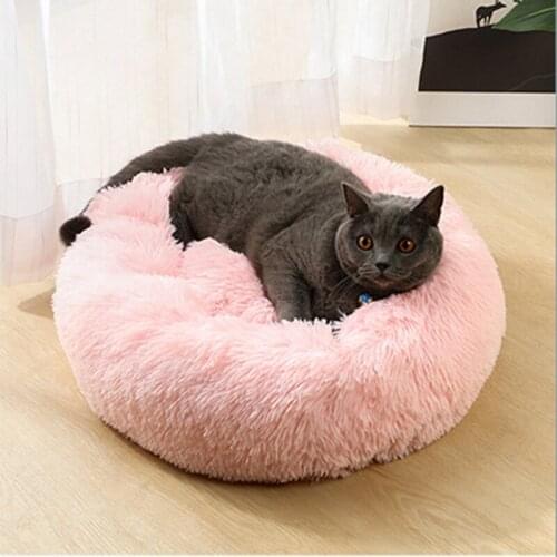 Round Cat Beds House Soft Long Plush Best Pet Dog Bed For Dogs Basket Pet Products Cushion Cat Bed Cat Mat Animals Sleeping Sofa