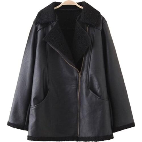 2019 New Autumn Winter Oversize Leather Jacket Women Short PU Leather Flocking Thicken Outerwear Female Loose Plus size 4XL G731