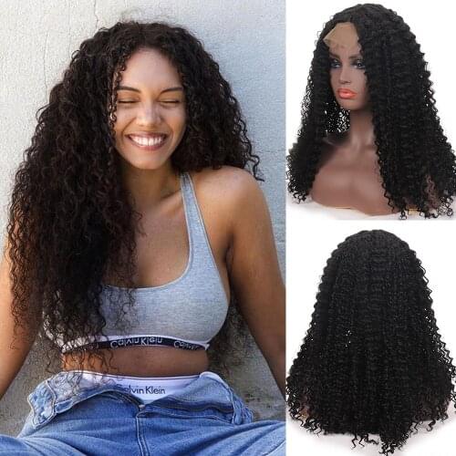 LVHAN Long Natural Loose Deep Wave Wig, African Water Wave Synthetic Curly Hair, Heat-resistant Synthetic Fiber Wig