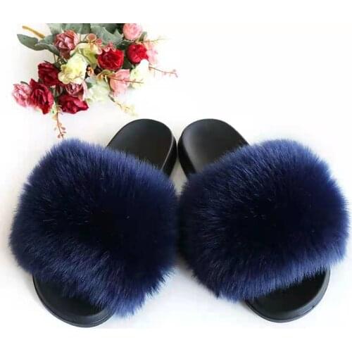 Fur Slippers Women Fluffy Sandals Fur Flip Flops Furry Slides Flat Home Plush Slippers Female Summer Slides Ladies Shoes TX407