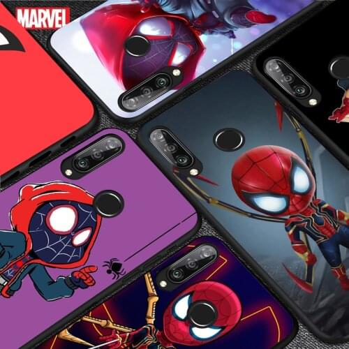 Marvel Anime Spiderman For Huawei Y5 6 7 8 9 Y5P Y6S Y6P Y7P Y7A Y8P Y8S Y9A Y9S 2018 2019 2020 Pro Prime Black Soft Phone Case