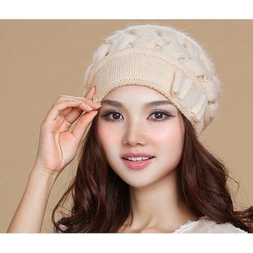 New Arrival Middle-aged Lady Winter Knitting Hat Female Fashion Wool Hat Girls Warm Knitting Wool Hat Cap Knitted Hat B-7605
