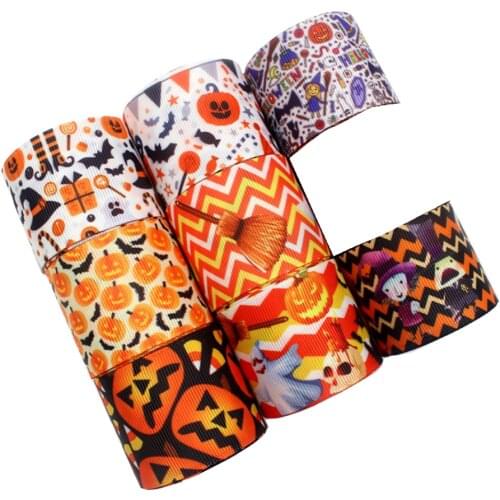 OOOT BAORJCT 178179 38mm 10yards Halloween Ribbons Thermal transfer Printed grosgrain Wedding Accessories DIY handmade material