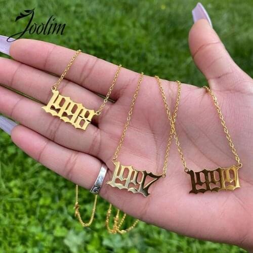 Joolim High Quality PVD Gold Finish 1991-2003 Year Pendant Stainless Steel Necklace Trendy Necklace