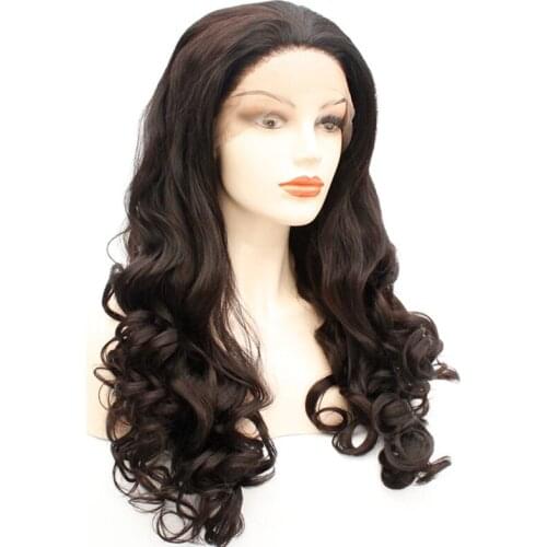 Dark Browm Color Black Color Lace Front Wigs Long Body Wave Hair 150density Glueless Synthetic Lace Front Wigs for Black Women