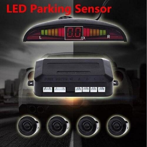 Car Parking Sensor Parktronics 4 Flat Sensors Reverse Backup Radar Sound Buzzer Alarm Sound