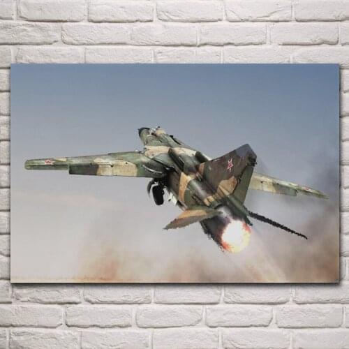 Interceptor mig aircraft engine heat military artwork living room decor home art decoration wood frame fabric poster KN425