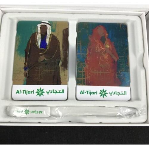 High End Plastic Poker Collection Commemorative Double Pair Installed Arab Al-Tijari Plastic Playing Cards with Book and Pen