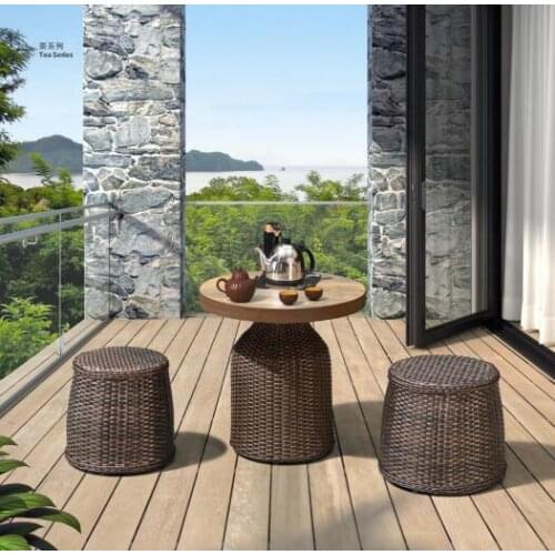 Wicker chair and tea table combination, one table, two chairs, three-piece creative tea table and chair combination