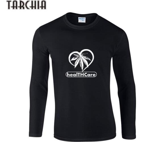 TARCHIA HEALTH CARE Letter Print Casual Tee Shirt Men O Neck T-Shirt Men Slim Fit Male T Shirt Men Long Sleeve Tees Tops Homme