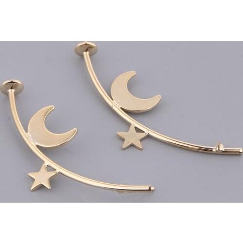 Prettyia 1 Pair Star Moon Stud Earring Dangle Earring DIY