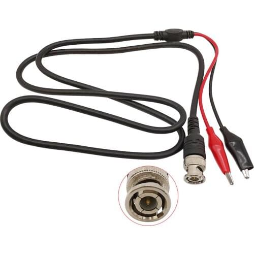 Dual Alligator Clip to BNC Male Plug scilloscope DIY Test Crocodile Clips Probe Lead Cable Roach Clip Cable Lenght 1M