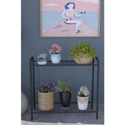 Remaks Decorative Purpose Metal Pedestal Jardiniere Flower bed-black