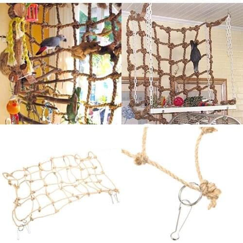 1pc NEW Parrot Climbing Net Birds Toy Swing Rope Bird Standing Playing Chew Toy With Hook
