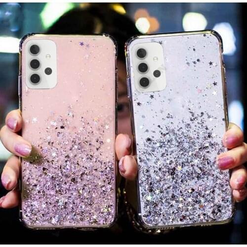 For Samsung Galaxy A32 A52 A72 A12 S21 Ultra Case Glitter Bling Sequin TPU Silicone Case for samsung s32 4g m51 s21 Phone case