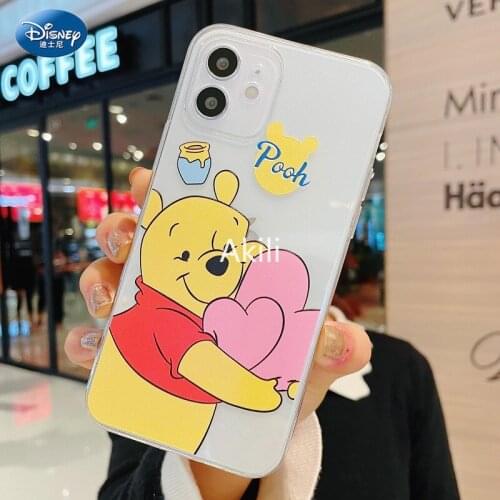 DISNEY Winnie the Pooh Silicone Case for IPhone 11 12Pro Xs Max iPhone SE 2020 6 7 8 Plus Official Liquid Silicon 360 Full Cover