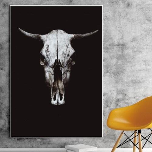 Nordic black white Wall Canvas Art | Cow Head Print Animal Face, Animal Image, Wall Art Poster, Living Room Decor, Bedroom, Home