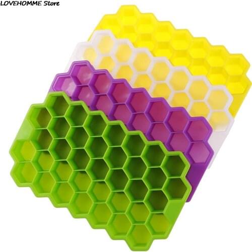 Honeycomb Ice Cube Tray 37 Cubes Silicone Ice Cube Maker Mold With Lids For Ice Cream Party Whiskey Cocktail Cold Drink