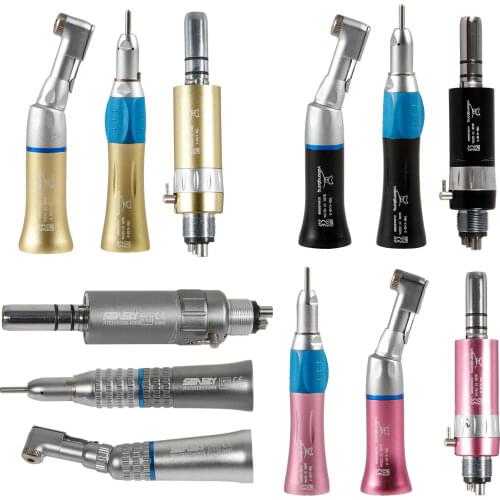 Dental Slow Low Speed Handpiece Contra Angle Straight Air Motor Fit NSK 2/4 Hole 4 Colors Silver Pink Black Gold