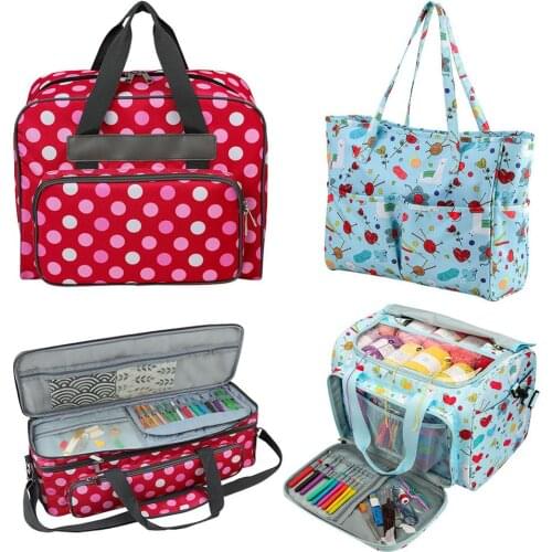 Classic Texture Embroidery Storage Bag Practical Multi-functional Durable Crochet Hooks Thread Yarn Organizer Holder