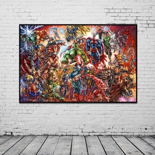 Super Hero Collage Retro Canvas Wall Art Marvel and Canvas Man Cave Canvas Decor Poster Gifts Boys Wall Home Decor Cuadros