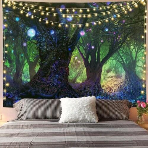 Mysterious Forest Wall Tapestry Tree Witchcraft Mushroom Landscape Psychedelic 3d Tapestry Wall Hanging Gothic Home Decor Carpet