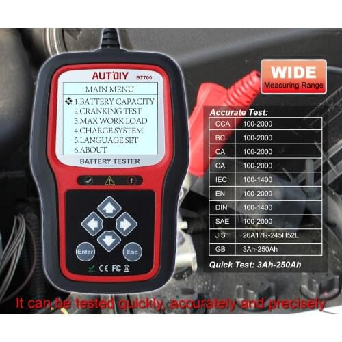 Battery Tester AUTDIY BT700 Auto100-2000 CCA Battery Load Tester 12V 24V Car Test Scan Tool Digital Battery Analyzer PK BT705