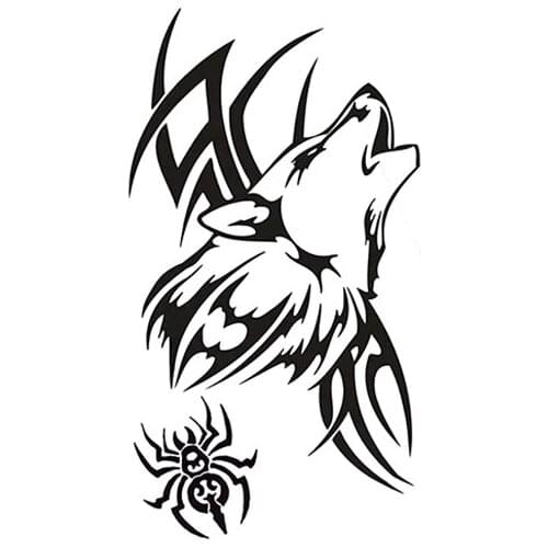 Temporary Tattoo Stickers Black Wolf Spider Line Totem Fake Tatto Waterproof Tatoo Neck Leg Arm Belly Small Size for Women Men