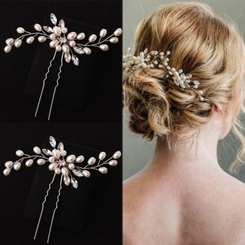 Hot 1pc Elegant Pearl Flower Hair Pins Bridal Wedding Charm Crystal Handmade Bridesmaid Bridal Veil Hair Tiaras Drop Shipping