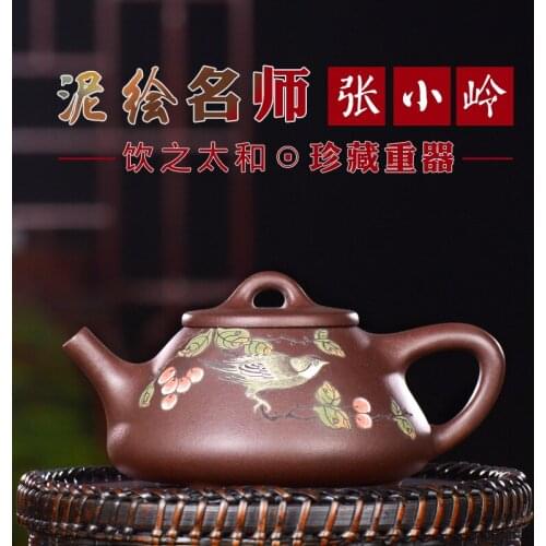 Zhang Xiaoling are recommended for small capacity of pure manual mud painting masters the teapot TaoLing flower teapot