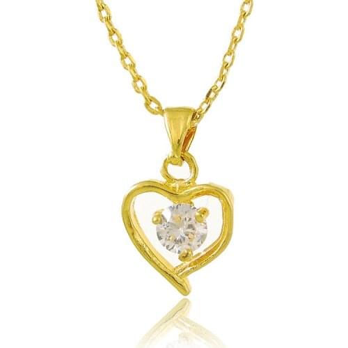 Gold Color Heart AAA Crystal Necklace Pendant Fashion Jewelry For Women Girls Gift Necklace Chain Chokers P017