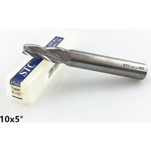 1pcs Taper M42-CO8 Cobalt 10mm 5 degree End Mill Cutter 4 Flutes CNC Endmill Router Bits Carbide Milling tools