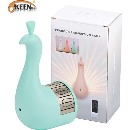 1 pcs Peacock LED Wall Light Projection Lamp Remote Control Home Decro Romantic Atmosphere Colorful Corridors Night Lights