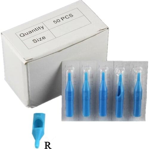 100pcs/set Round Size Blue Sterile Disposable Short Tattoo Tips Nozzle Supply 3/5/7/9/11/13/15RT
