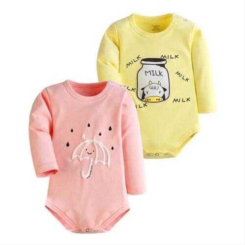 2 pcs Baby Bodies Cartoon Print Bodysuits Long Sleeve Jumpsuits Baby Girl Clothing be Baby Boy Bodysuit Lovely Baby-clothes