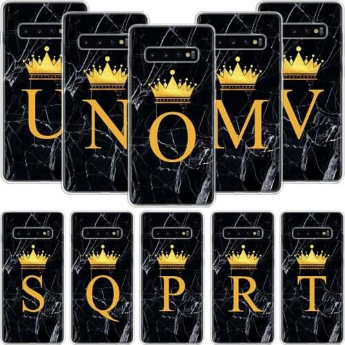 26 Letter Crown Custom M Phone Case For Samsung Galaxy S10 S20 S21 S9 S8 S7 Note 10 20 9 8 FE J4 J6 Ultra Plus Lite Pro + Edge C
