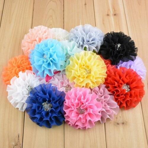 300pcs/lot 3.54 " Layered Chiffon Flowers Solid Fabric Flower For Shoes Clothing Hair DIY Garment Accessories Free Shipping FH46