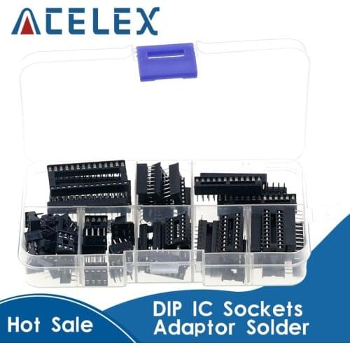 66PCS/Lot DIP IC Sockets Adaptor Solder Type Socket Kit 6,8,14,16,18,20,24,28 pins New