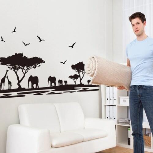 75*160cm African Savannah Wall Stickers Modern Black Animal Boy Girl Teenager Room Decoration Wall Decor Aesthetic Wallpaper Art